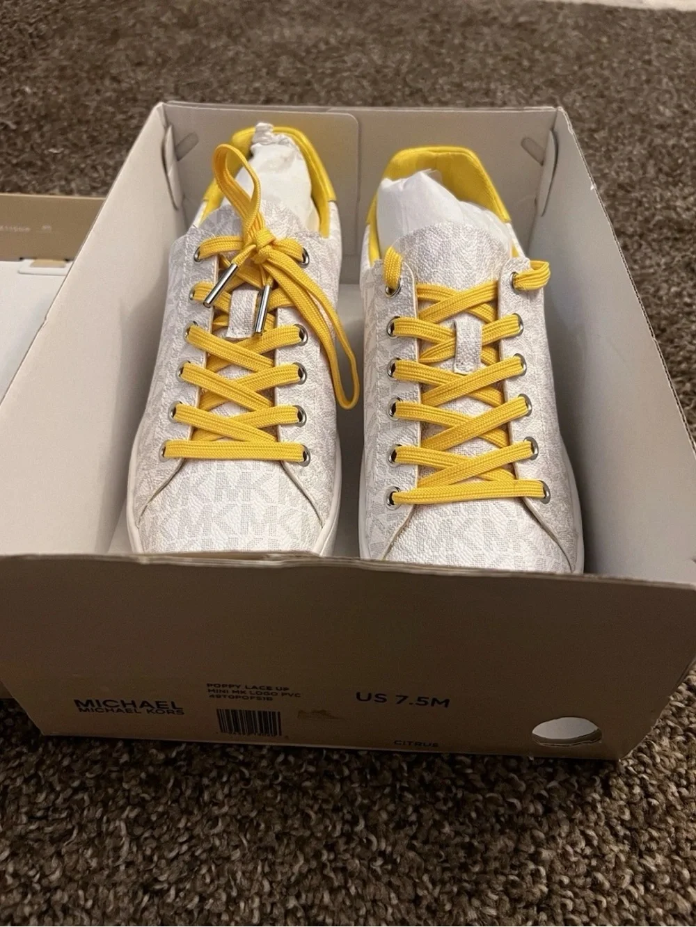 Michael Kors White Sneakers with Yellow Accents